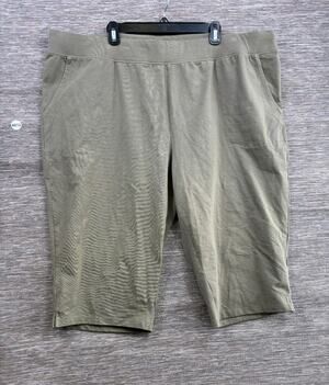 D&Co Capri Pants Womens Size 3X Sage Green Pockets Elastic Waist High-Rise
